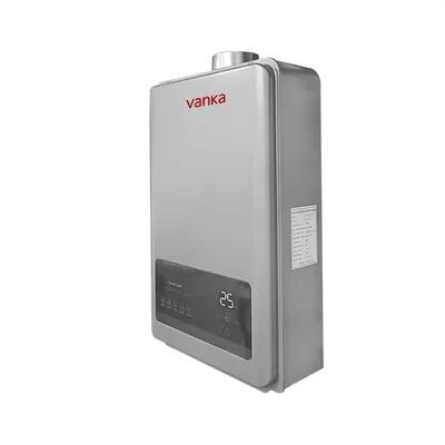 12L Tankless Thermostatic Gas Water Heater with Gray Dual Flue Pipe